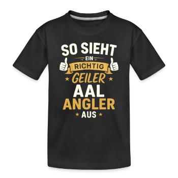 Eel Angler – Funny Saying - Kids' Premium Organic T-Shirt - black - Front