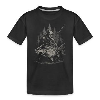 Nuit de pêche à la carpe – Motif de carpe à écailles - T-shirt bio Premium Enfant - noir - Devant