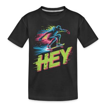 Skateboard HEY Shirt - Kids' Premium Organic T-Shirt - black - Front