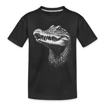 Krokodil Alligator Reptilien Kroko Liebe Krokodile - Kinder Premium Bio T-Shirt - Schwarz - Vorne