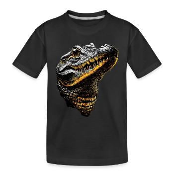 Krokodil Alligator Reptilien Kroko Liebe Krokodile - Kinder Premium Bio T-Shirt - Schwarz - Vorne