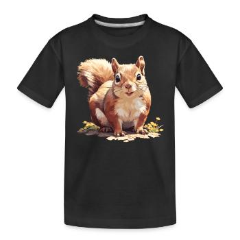 Eichhörnchen - Kinder Premium Bio T-Shirt - Schwarz - Vorne