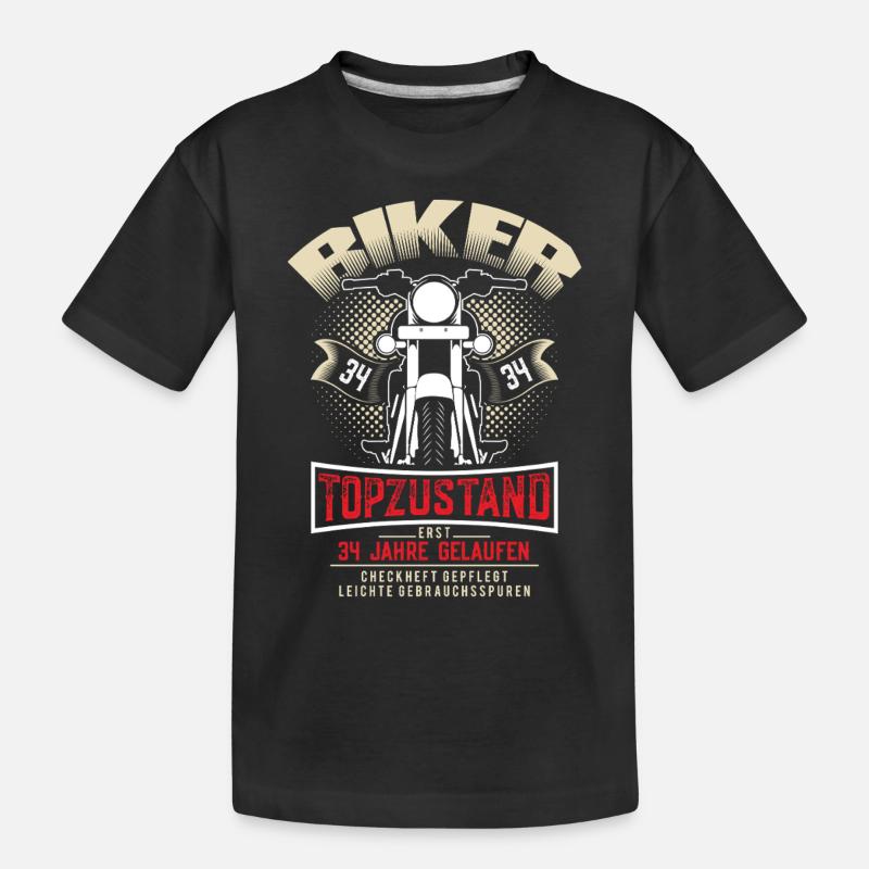 34. Geburtstag Motorradfahrer Motorrad - Kinder Premium Bio T-Shirt - Schwarz