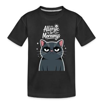 Allergique aux matins Chat Drôle Humoristique - T-shirt bio Premium Enfant - noir - Devant