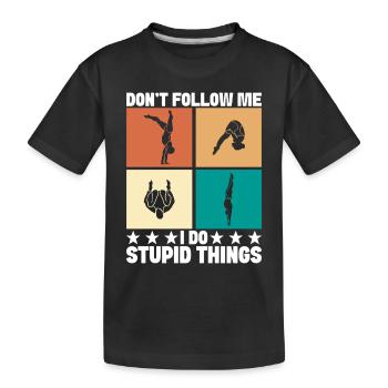 Kunstspringen Turmspringer Sprungbrett - Kinder Premium Bio T-Shirt - Schwarz - Vorne