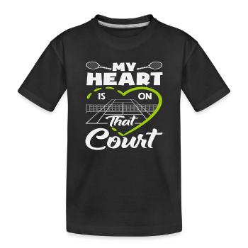 Joueur de tennis Mon cœur est sur le court - T-shirt bio Premium Enfant - noir - Devant
