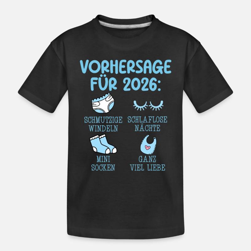 Werdende Mutter 2026 VORHERSAGE Lustiges - Kinder Premium Bio T-Shirt - Schwarz