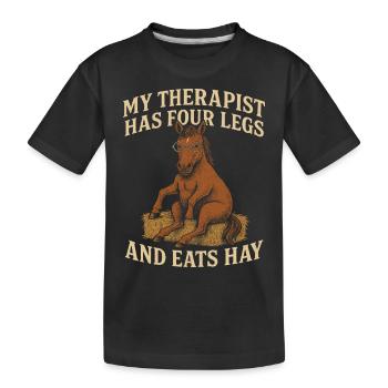 Mein Therapeut Hat Vier Beine Und Frisst Heu - Kinder Premium Bio T-Shirt - Schwarz - Vorne