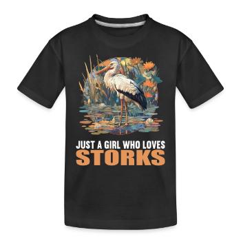 Störche Storch - Kinder Premium Bio T-Shirt - Schwarz - Vorne