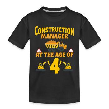 Construction Party 4th Birthday 4 Years Old truck - Kinder Premium Bio T-Shirt - Schwarz - Vorne