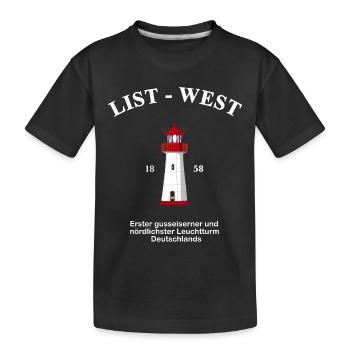 Lighthouse List-West, drawing with information - Kids' Premium Organic T-Shirt - black - Front