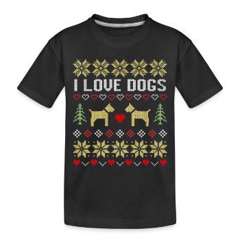 Dog Christmas Ugly Christmas Sweater - Kids' Premium Organic T-Shirt - black - Front