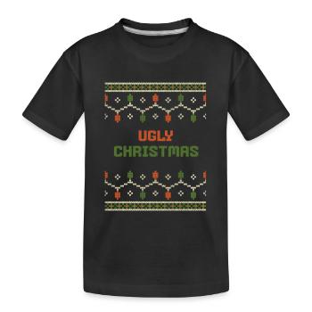 Ugly Christmas Muster Grün Orange  - Kinder Premium Bio T-Shirt - Schwarz - Vorne