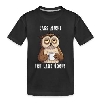 Ich Lade Noch Eule Kaffee Morgenmuffel - Kinder Premium Bio T-Shirt - Schwarz - Vorne