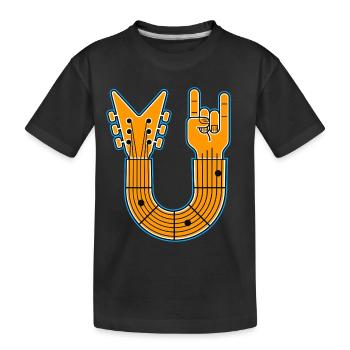 U-Shape Guitar & Rock Hand - Kinder Premium Bio T-Shirt - Schwarz - Vorne