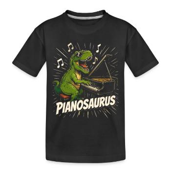 Spaßiger Pianist-Dinosaurier - Kinder Premium Bio T-Shirt - Schwarz - Vorne