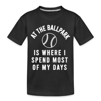 Passer mes journées au stade de baseball - T-shirt bio Premium Enfant - noir - Devant