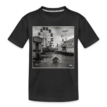 Verlassener Jahrmarkt Waschbär Retro Kirmes Animal - Kinder Premium Bio T-Shirt - Schwarz - Vorne
