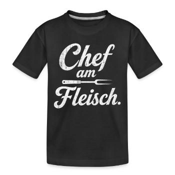 Chef am Fleisch Grillen Grillmeister für Männer - Kinder Premium Bio T-Shirt - Schwarz - Vorne