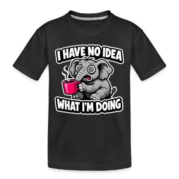 Je n’ai aucune idée : cadeau éléphant pour les fans de café - T-shirt bio Premium Enfant - noir - Devant