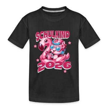 Einhorn Schulkind 2026 Einschulung T-Shirt - Kinder Premium Bio T-Shirt - Schwarz - Vorne