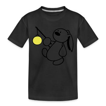 Un lapin mignon avec lanterne - T-shirt bio Premium Enfant - noir - Devant