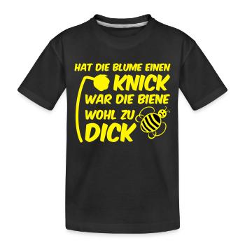 Biene zu dick Blume Knick Blüte - Kinder Premium Bio T-Shirt - Schwarz - Vorne