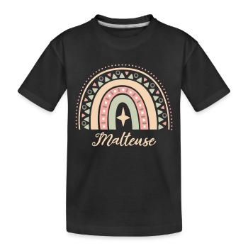 Cadeau Malteuse. Boho Rainbow malteuse. - T-shirt bio Premium Enfant - noir - Devant