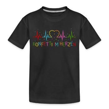 Konfetti im Herzen Herzschlag Herz EKG - Kinder Premium Bio T-Shirt - Schwarz - Vorne
