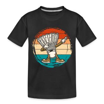Badminton Federball - Kinder Premium Bio T-Shirt - Schwarz - Vorne