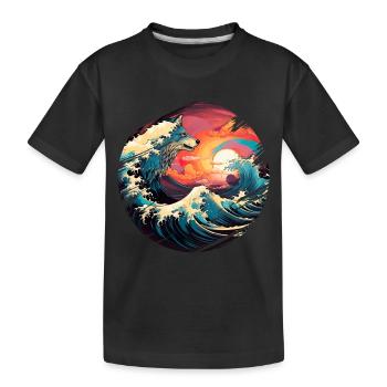 Meer Wellen Wolf Brandung Gischt Ufer Küste - Kinder Premium Bio T-Shirt - Schwarz - Vorne