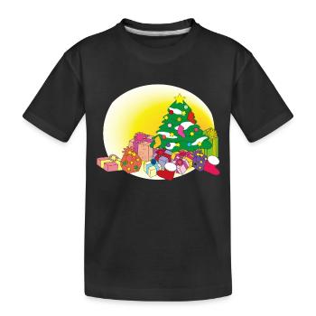 weihnachten winter rentier weihnachtsmann ugly chr - Kinder Premium Bio T-Shirt - Schwarz - Vorne