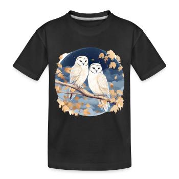 Schleiereule Eulen für einen Eulen Fan - Kinder Premium Bio T-Shirt - Schwarz - Vorne
