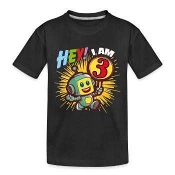 Drei Jahre kleiner Roboter Hallo ich bin 3 - Kinder Premium Bio T-Shirt - Schwarz - Vorne