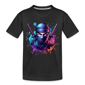 Ninja - Kinder Premium Bio T-Shirt - Schwarz - Vorne