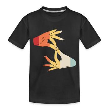 Sign language sign ASL deaf - Kids' Premium Organic T-Shirt - black - Front