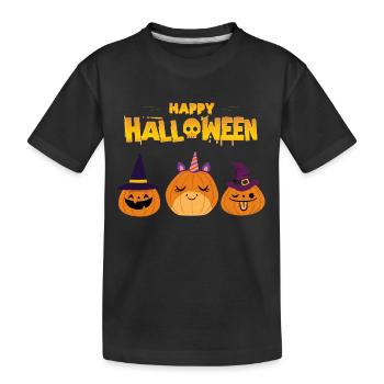 Happy Halloween Kostüm lustig Kürbis Geschenk - Kinder Premium Bio T-Shirt - Schwarz - Vorne