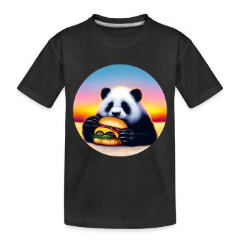 Panda au Cheeseburger Sunset - T-shirt bio Premium Enfant - noir - Devant