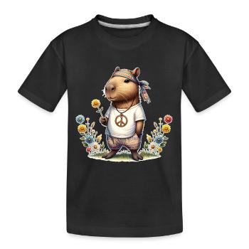 Capybara Hippie Peace - Kids' Premium Organic T-Shirt - black - Front