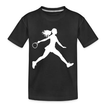 Tennis Spielerin Silhouette - Kinder Premium Bio T-Shirt - Schwarz - Vorne