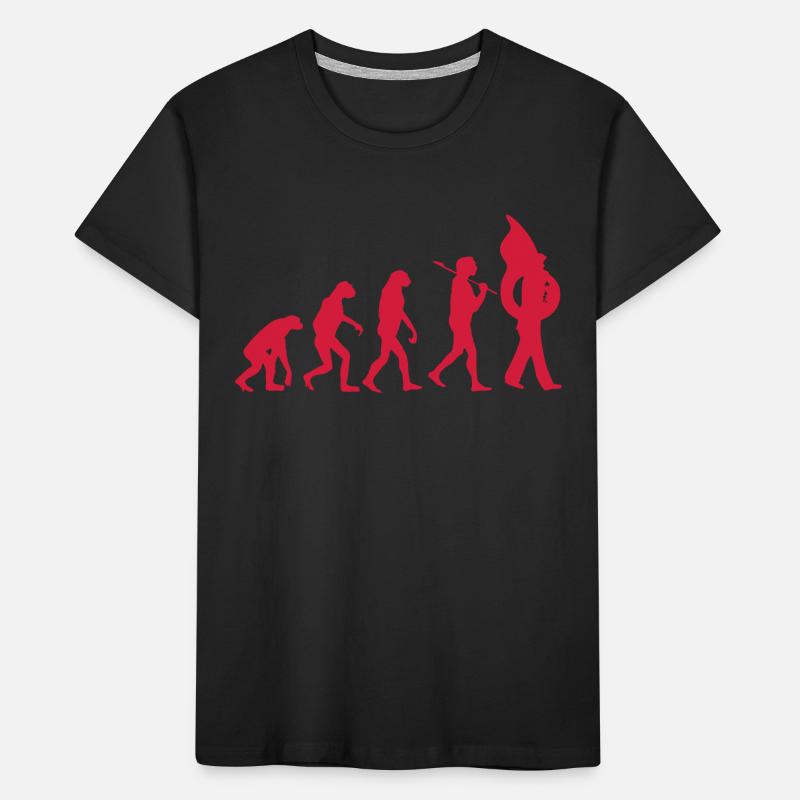 Evolution Tuba Spielmannszug Darwin Lustig Kapelle Kinder Premium Bio T-Shirt
