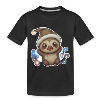 Paresseux joyeux avec casquette mignonne - T-shirt bio Premium Enfant - noir - Devant