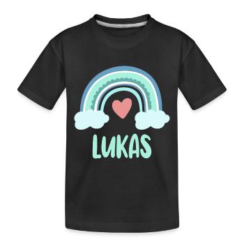 Lukas Name Regenbogen Baby - Kinder Premium Bio T-Shirt - Schwarz - Vorne