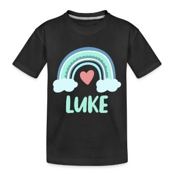 Luke Name Regenbogen Baby - Kinder Premium Bio T-Shirt - Schwarz - Vorne