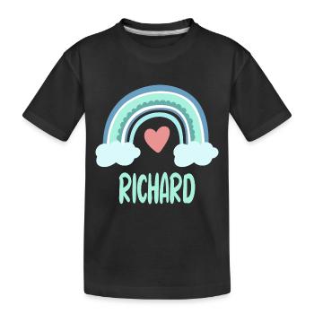 Richard Name Regenbogen Baby - Kinder Premium Bio T-Shirt - Schwarz - Vorne