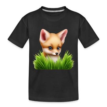 Fox in the tall grass - Kids' Premium Organic T-Shirt - black - Front