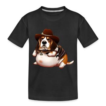 Gros Beagle Cowboy - T-shirt bio Premium Enfant - noir - Devant