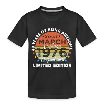 48 Jahre alt Baujahr 1976 Jahrgang März 1976 - Kinder Premium Bio T-Shirt - Schwarz - Vorne
