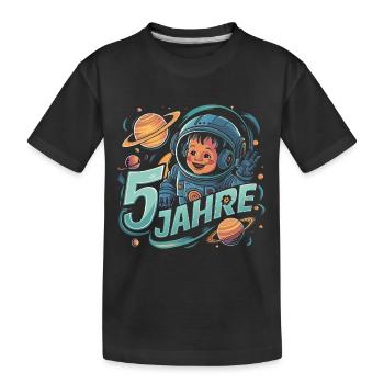 5 Jahre Kleiner Astronaut im Weltraum und Sterne - Kinder Premium Bio T-Shirt - Schwarz - Vorne