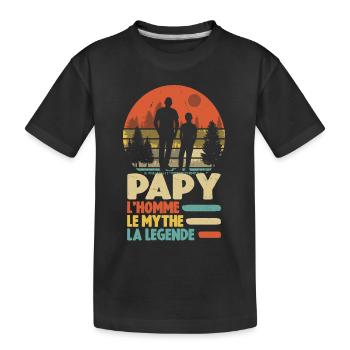 Papy L'homme Le Mythe La Légende - T-shirt bio Premium Enfant - noir - Devant